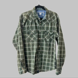 Twenty X Cotton Plaid Distressed Button Down Western Shirt